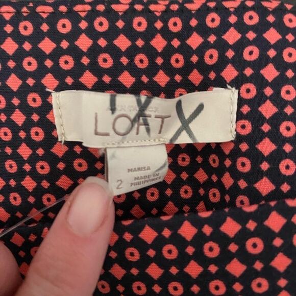 ANN Taylor Loft Women's 2 Marisa Pink Geometric Business Ankle‎ Pants Colorful - Picture 10 of 14